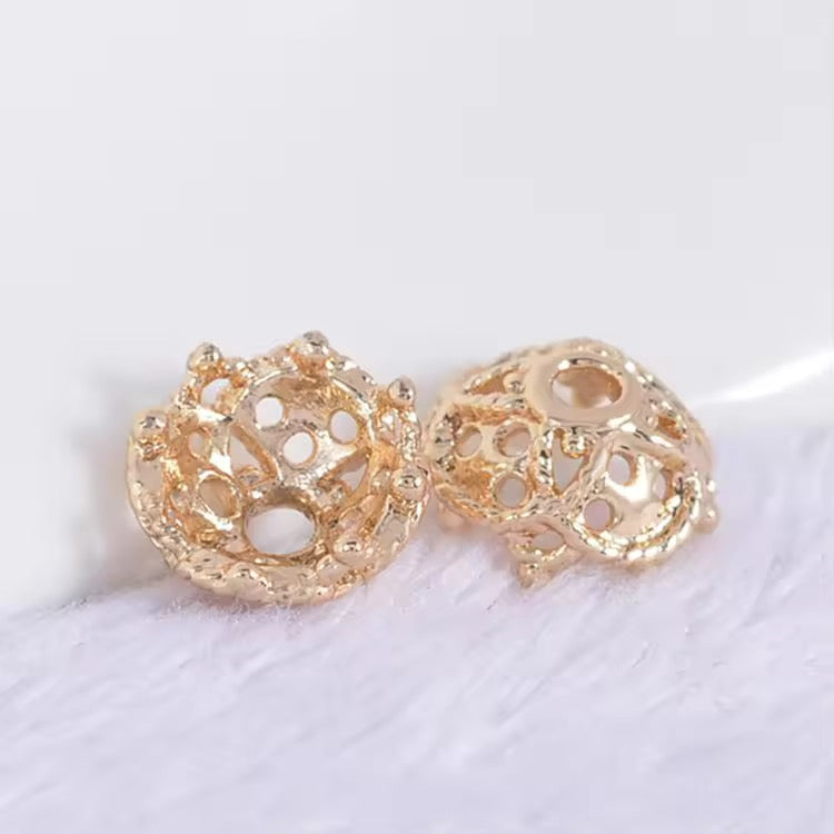 CZ 2395 Flower bead cap 14k gold plated ( 1 pc ) - anti tarnish