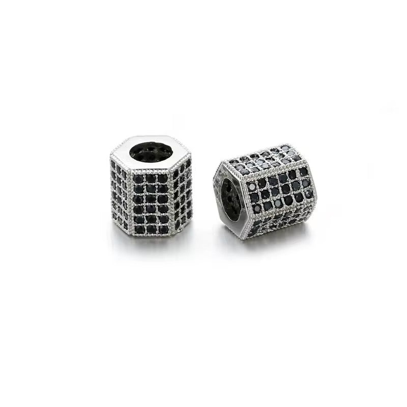 SS 1107 Polygon Zircon Premium Spacer beads ( 1 pc ) Anti tarnish ( 6 mm )