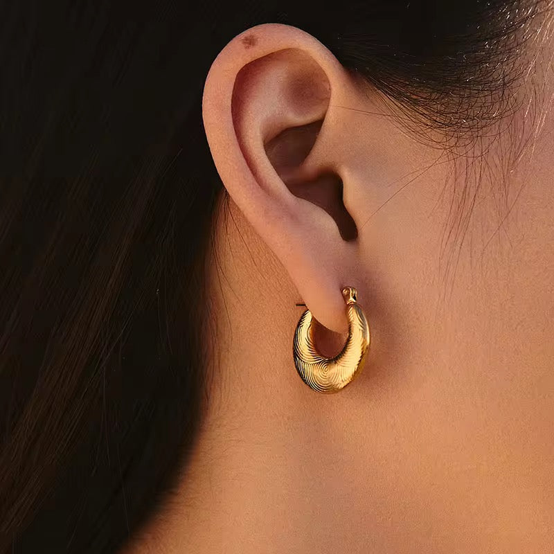 SJ 233 Circle hoop -18k gold plated stainless steel - Anti tarnish - Wholesale