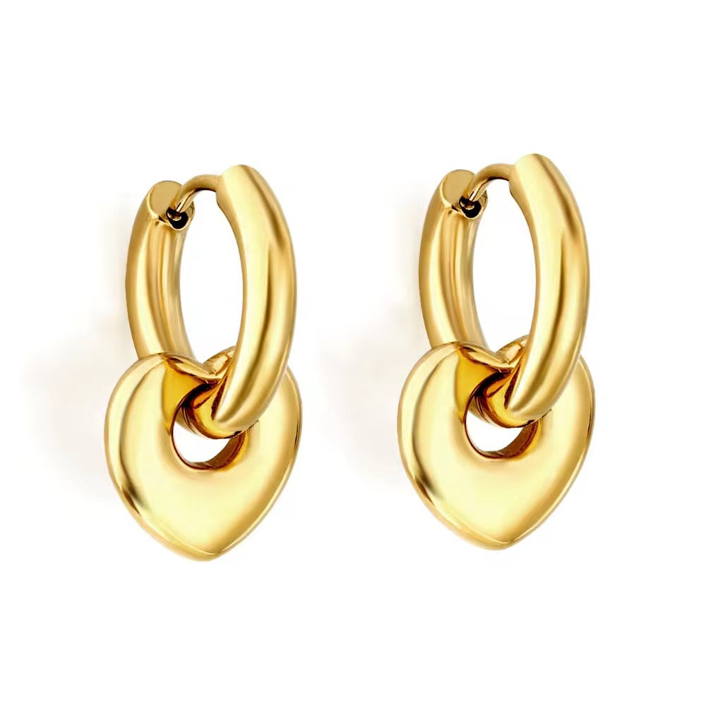 SJ 234 Heart hoop Earrings - 18k gold plated stainless steel - Anti tarnish - Wholesale