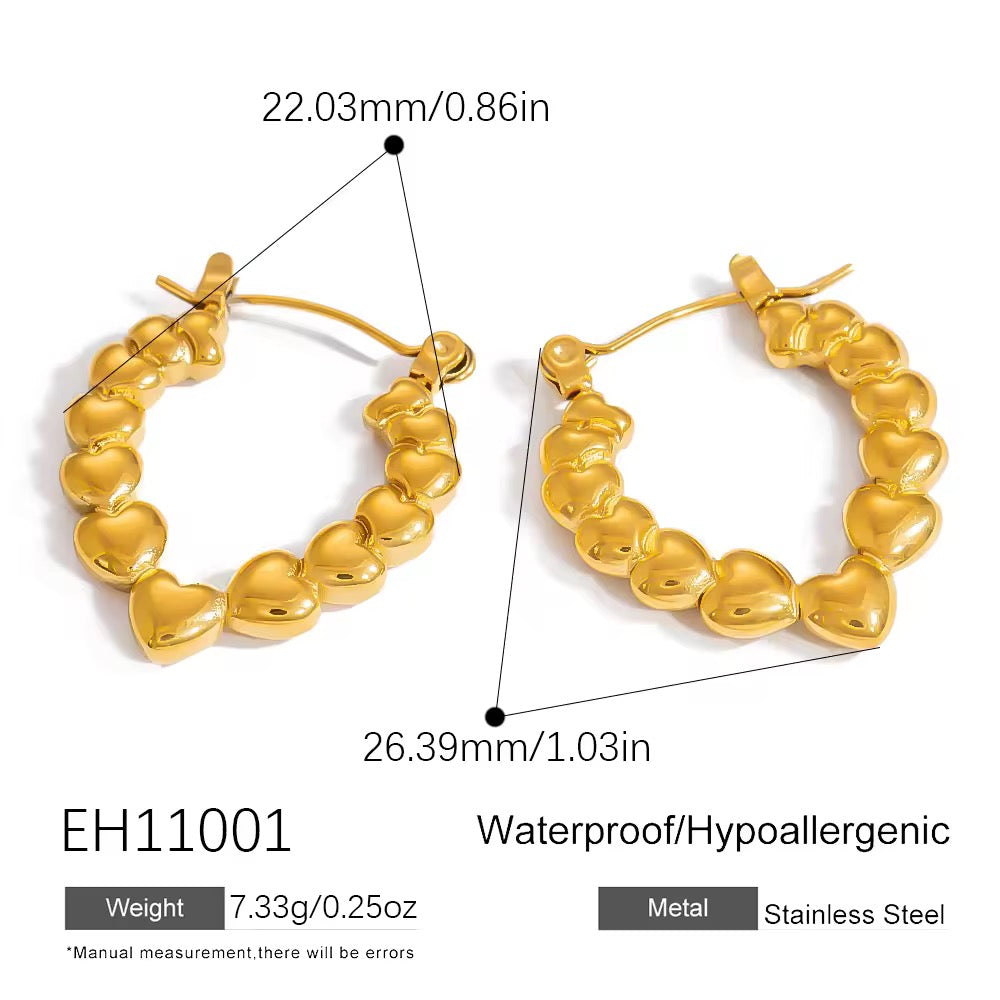 SJ 238 Heart layered Hoops -18k gold plated stainless steel - Anti tarnish - Wholesale
