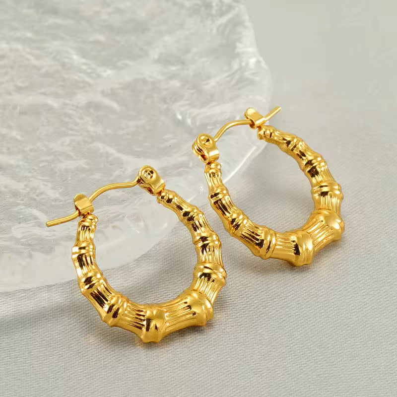 SS 239 Vintage Hoops -18k gold plated stainless steel - Anti tarnish - Wholesale