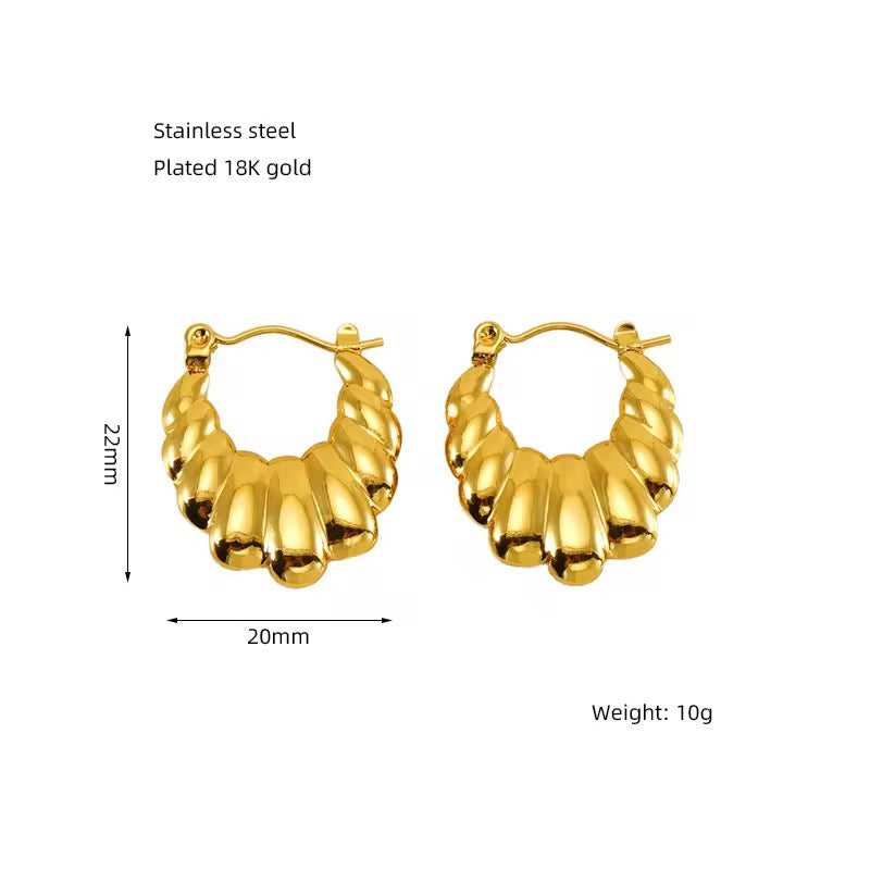 SJ 236 Fringe U hoops -18k gold plated stainless steel - Anti tarnish - Wholesale