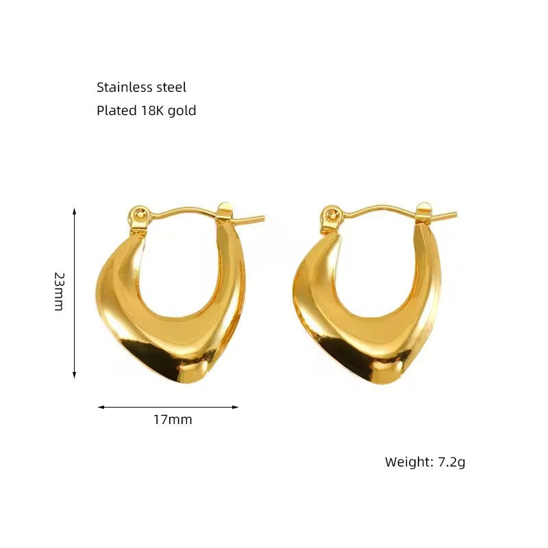 SJ 240 U hoops -18k gold plated stainless steel - Anti tarnish - Wholesale