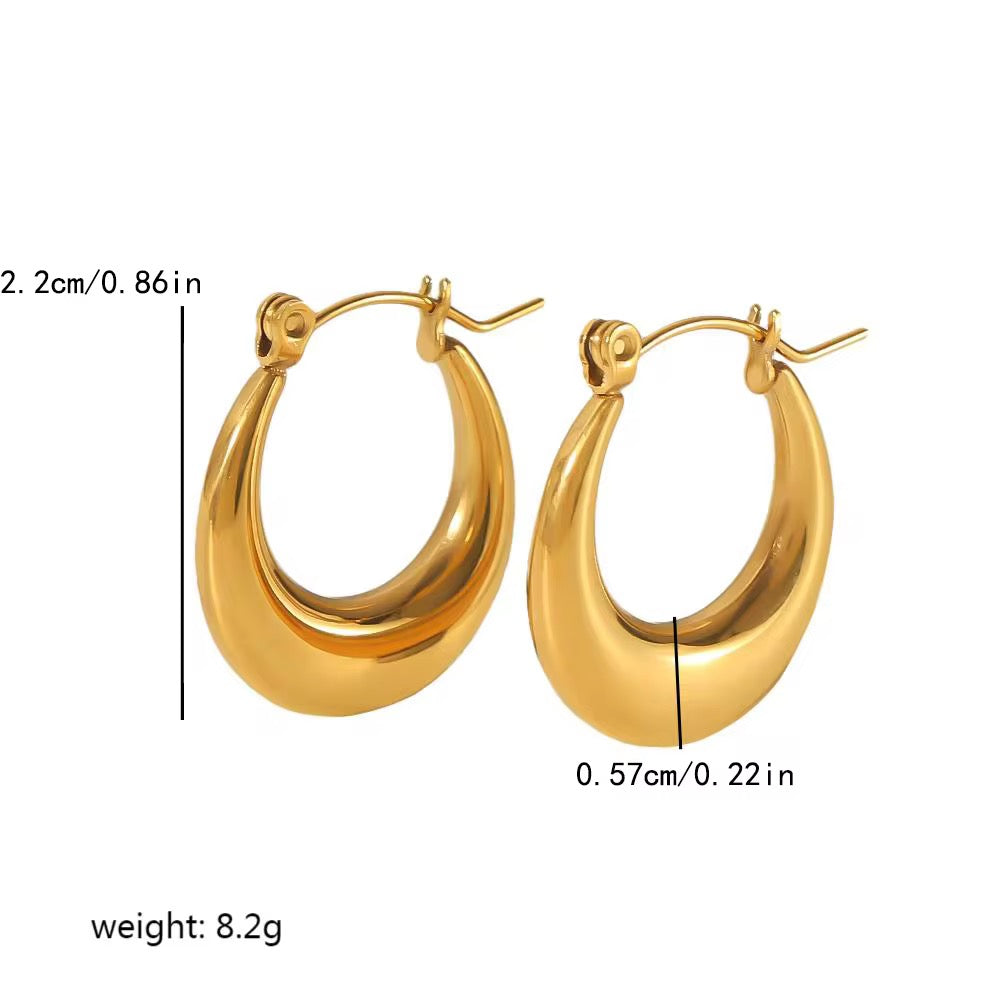 SJ 242 Classic round hoops -18k gold plated stainless steel - Anti tarnish - Wholesale