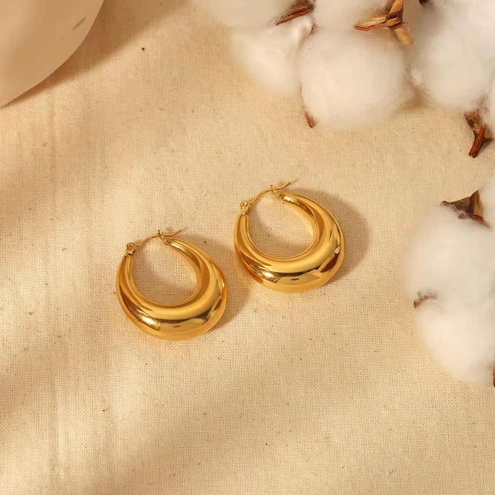 SS 242 Classic round hoops -18k gold plated stainless steel - Anti tarnish - Wholesale