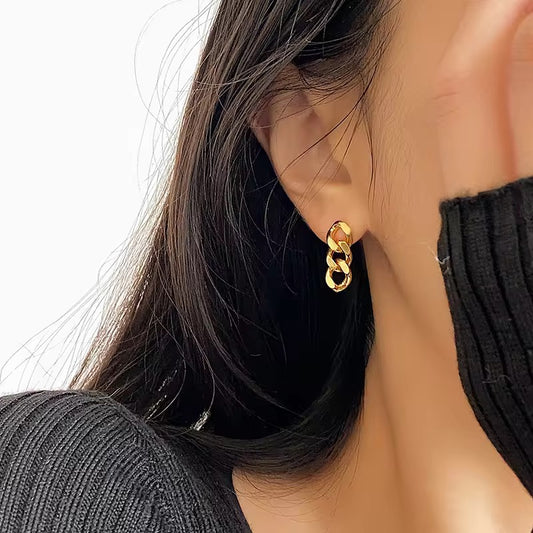 ESJ12D Chain Stud -18k gold plated 316 stainless steel - Anti tarnish - Wholesale