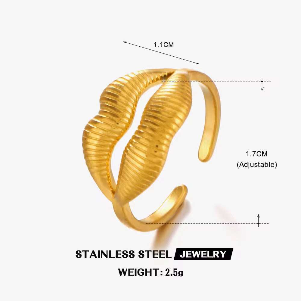 SS 255 Lip ring adjustable- 18k gold plated stainless steel - Anti tarnish - Wholesale