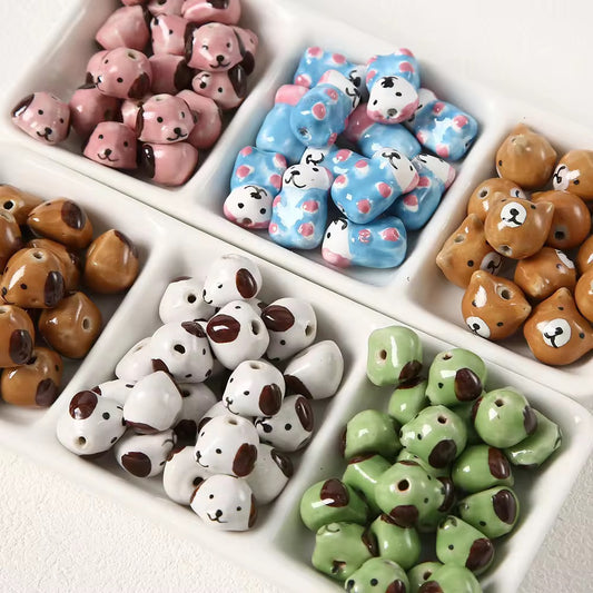 BBB 407 Dog Head porcelain ceramic bead ( 1 pc )