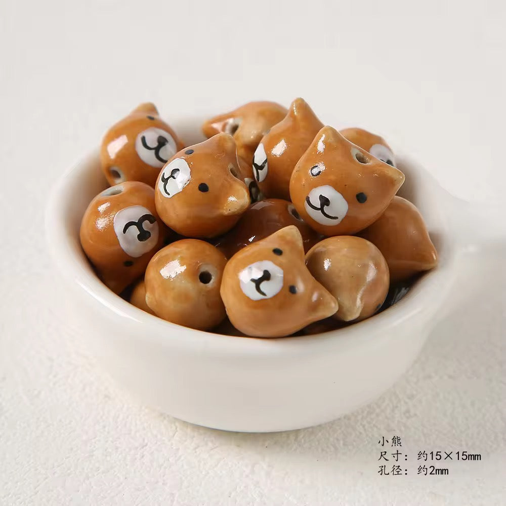 BBB 408 (b) Bear Head porcelain ceramic bead ( 1 pc )