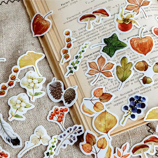 Vintage Autumn Leaves Waterproof UV Resistant sticker ( 1 pack - 46 piece )
