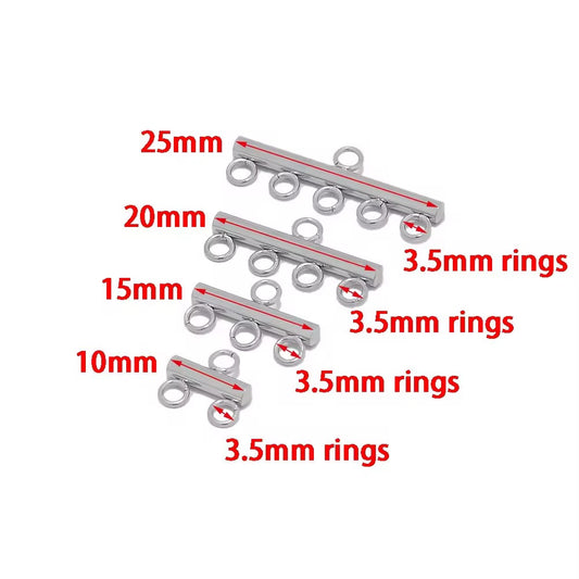 SS 1121 Multi loop charm Connector Silver PVD plated stainless steel ( 1 pc ) anti tarnish