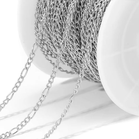 CN 297 Figaro chain Steel plated Stainless steel chain ( 1 Feet ) Anti tarnish