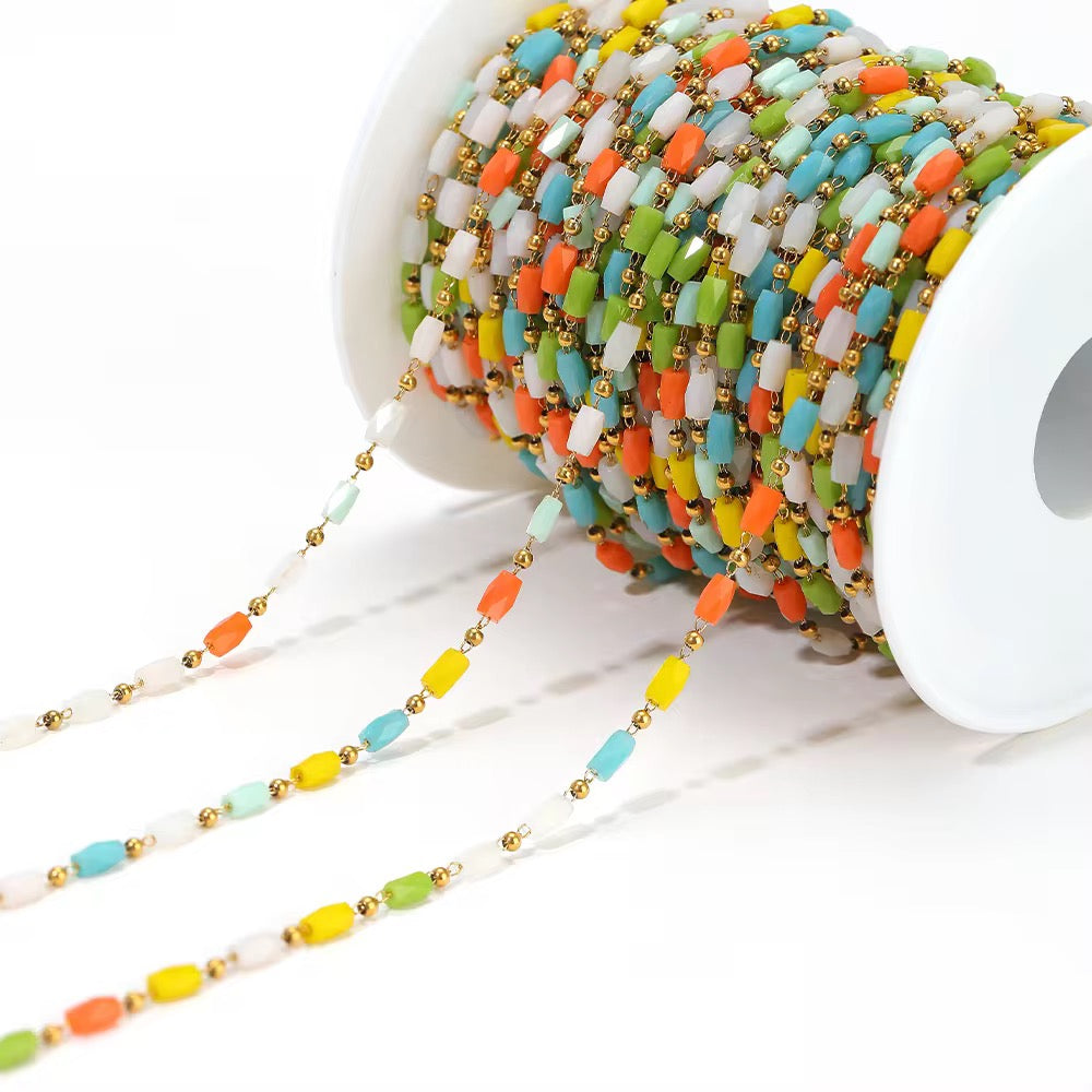 CN 302 Cylinder bead chain ( style 3 ) 18k gold plated Stainless steel chain ( 1 Feet ) Anti tarnish