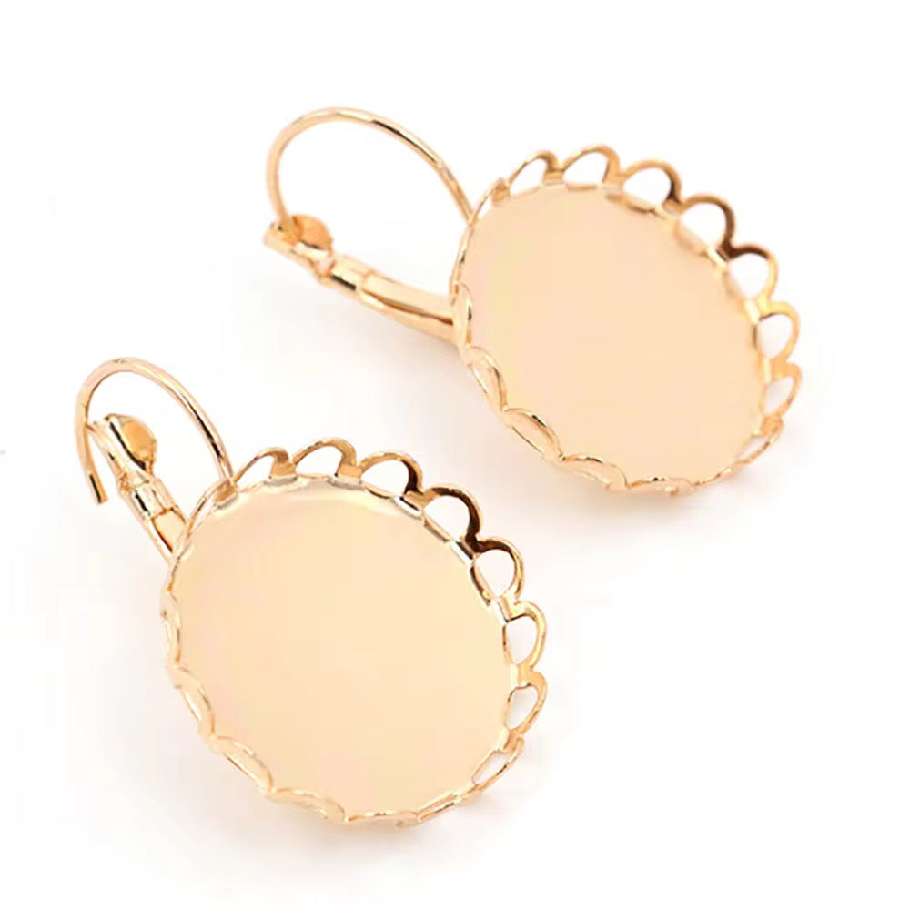 SS 695 Round KC gold cabochon earrings - per pair - Tarnish resistant