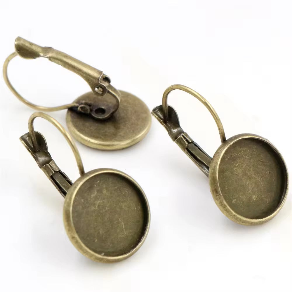 CB 1915 Round Bronze Cabochon base Earring ( 2 pc ) Tarnish resistant