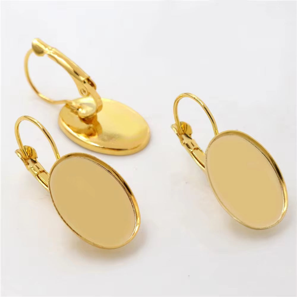 CB 1916 Oval KC Gold Cabochon base Earring ( 2 pc ) Tarnish resistant