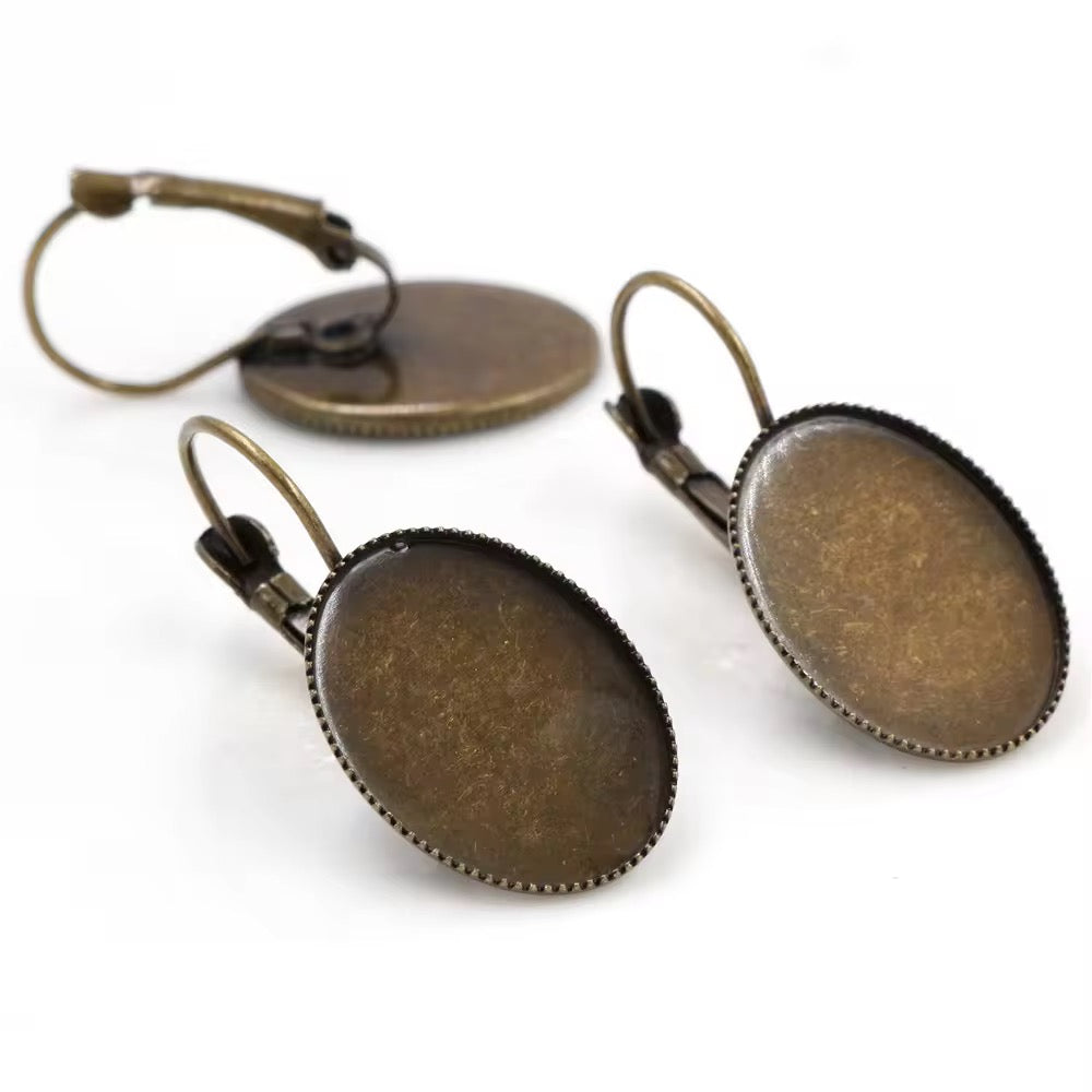 CB 1919 Oval bronze Cabochon base Earring ( 2 pc ) Tarnish resistant