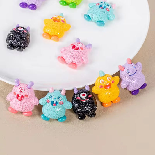 BBB 068 (a) Black Furry Monster cartoon Kawai themed resin charm ( 1 pc ) with / without Hook