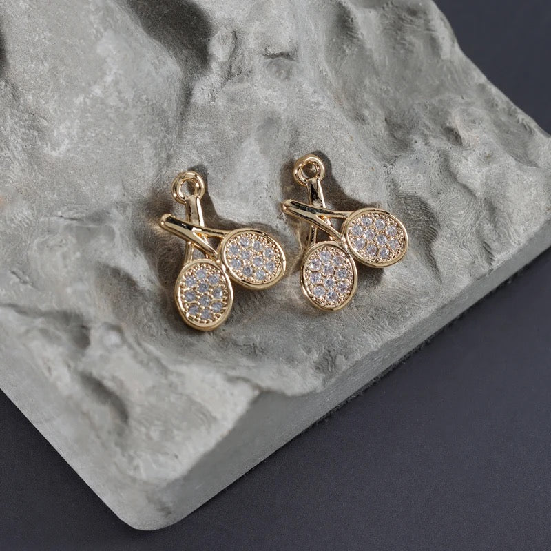 GP 1686 zircon bat 14k gold plated charm ( 1 pc ) - anti tarnish