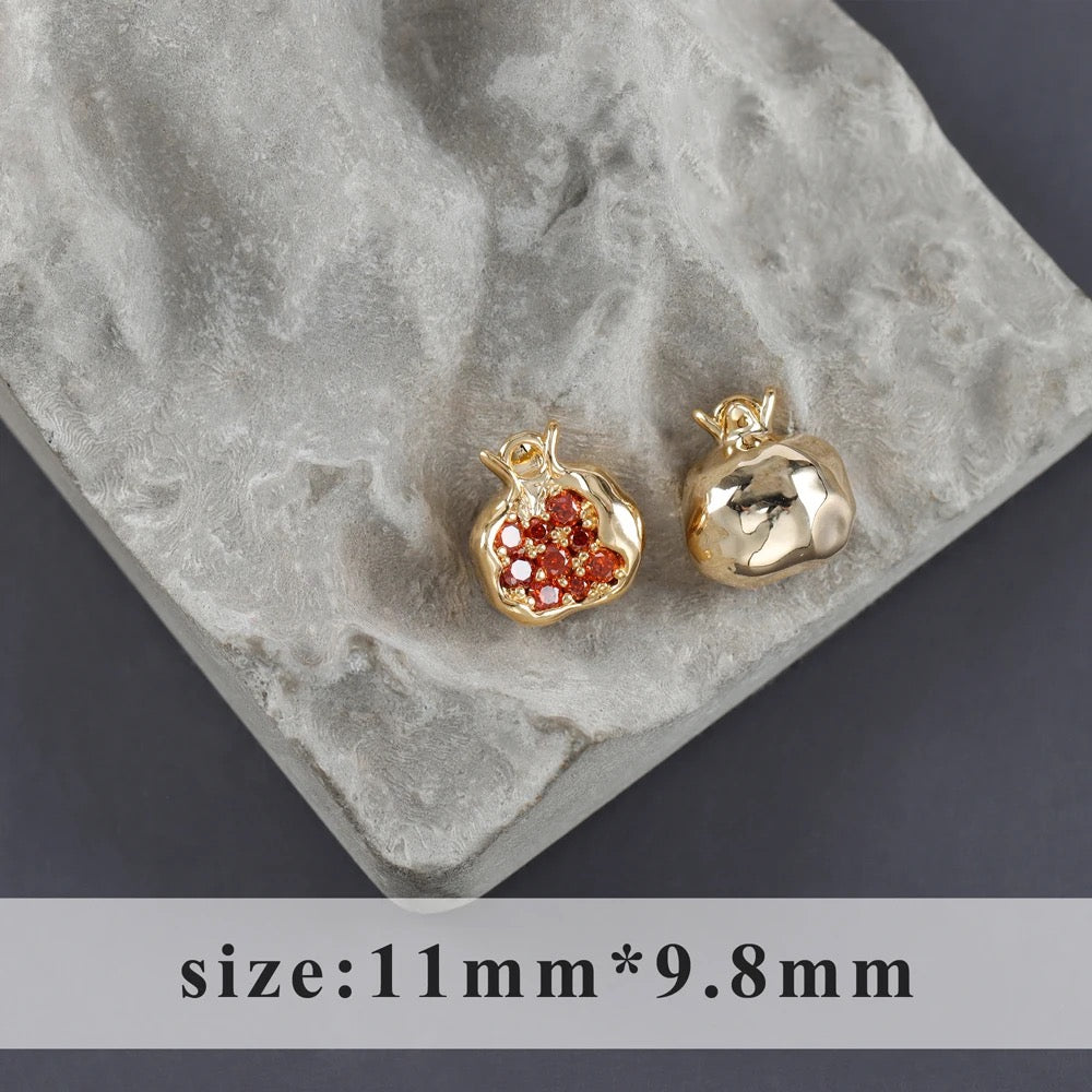 GP 1688 Pomegranate zircon 14k gold plated charm ( 1 pc ) - anti tarnish