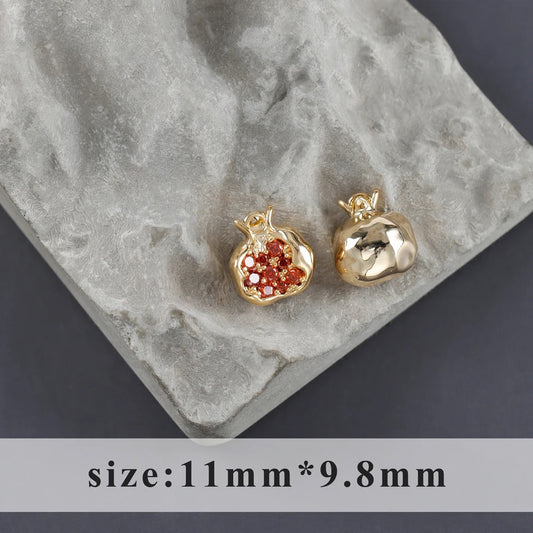 GPC 02 (N) Zircon pomegranate 18k Gold plated charm ( 1 pc ) Anti tarnish