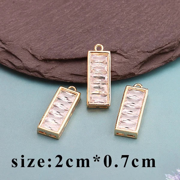 GP 1691 Rectangle zircon 18k gold plated charm ( 1 pc ) - anti tarnish