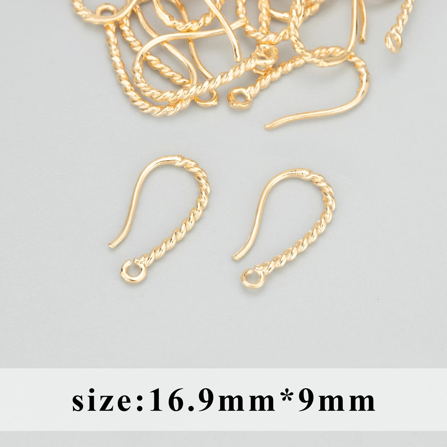 GP 1695 - 14k gold plated twist hook ( 2 pc ) - anti tarnish