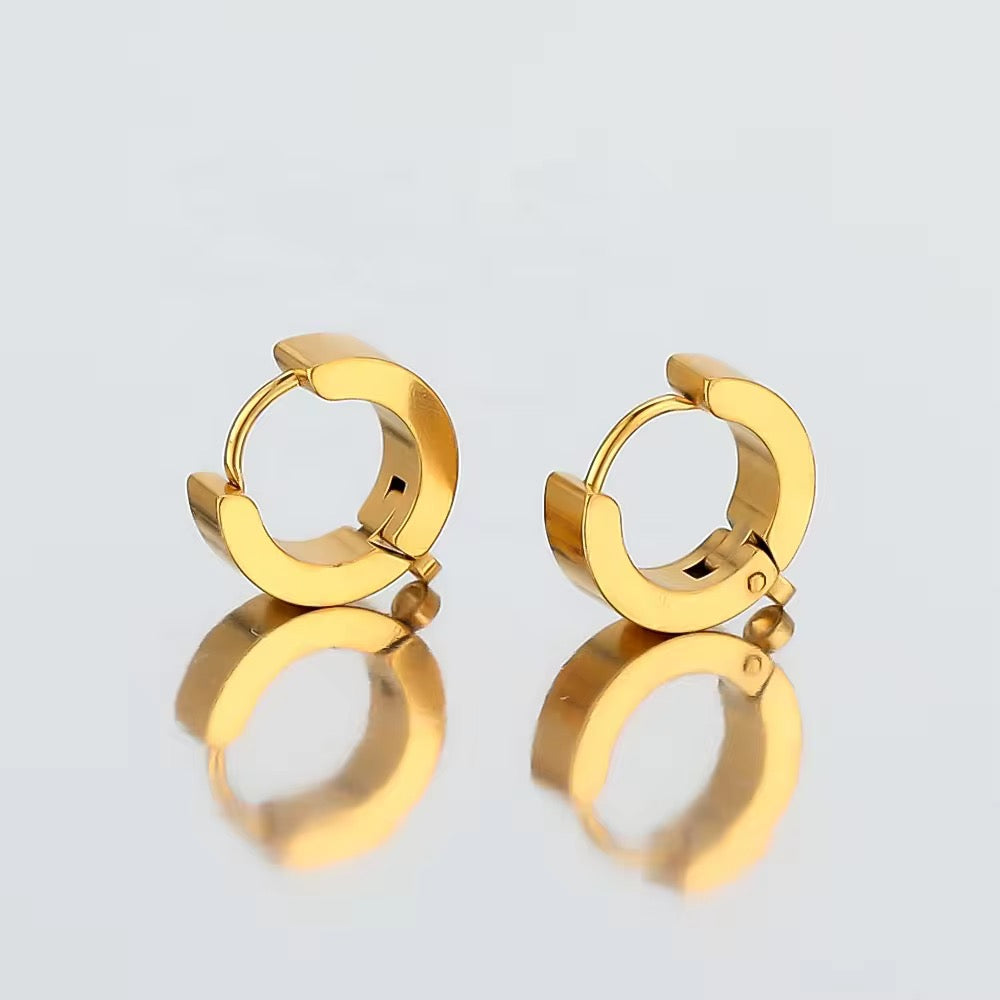 STS09 Huggie Hoop Stud 18k Gold ( 2 pc ) PVD Plated