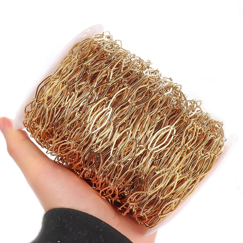 CN 197 Rhombus link gold Stainless steel chain ( 1 feet ) Anti tarnish