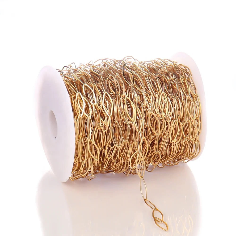 CN 197 Rhombus link gold Stainless steel chain ( 1 feet ) Anti tarnish