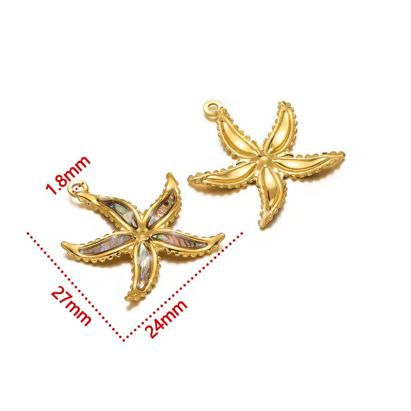SS 2434 - luxury star fish drop oil charm 18k gold  plated Stainless steel ( 1 pc ) Anti tarnish