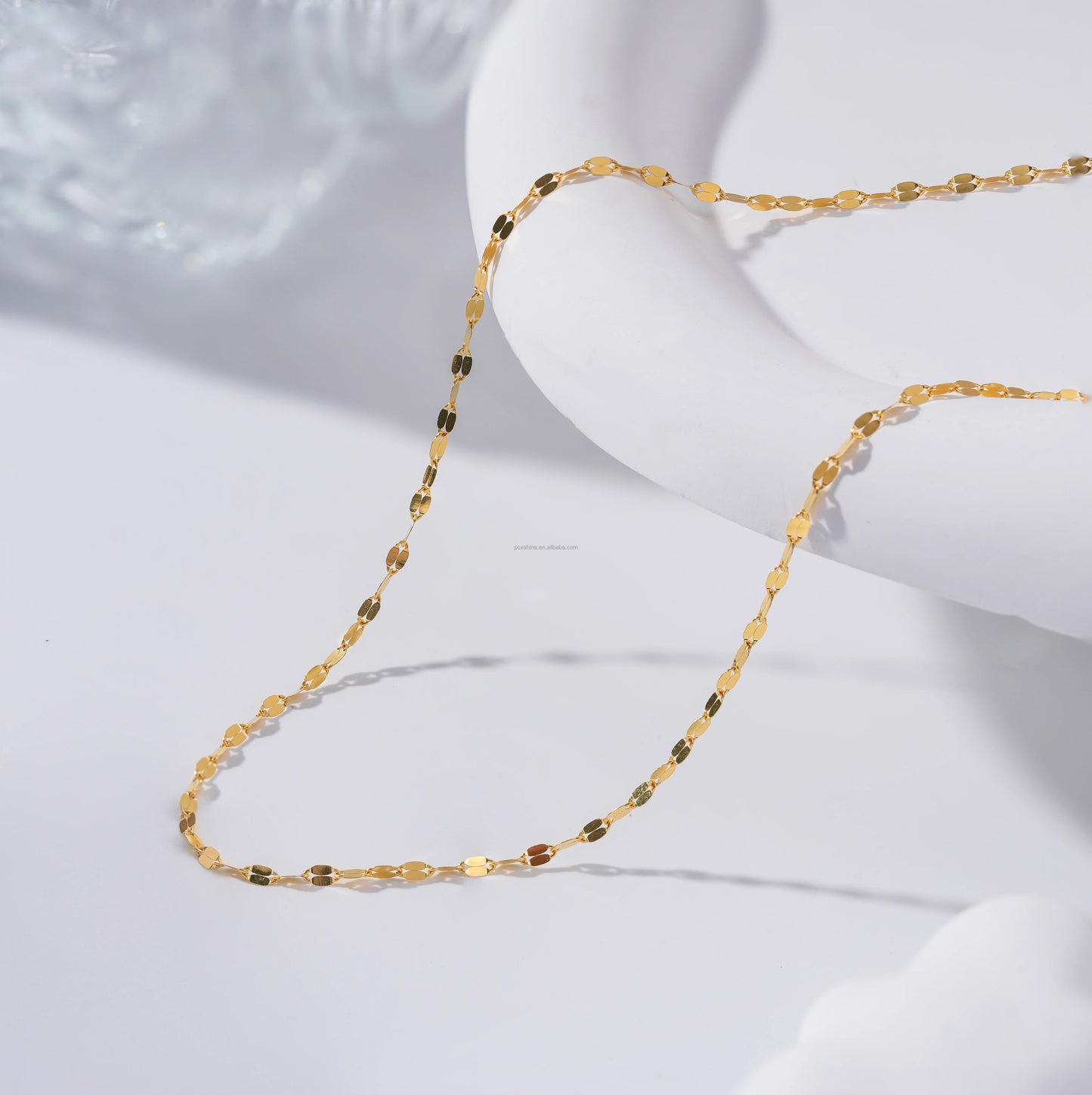 RC 19 Gold lip stainless steel ready chain ( 1 pc ) Anti tarnish with extension