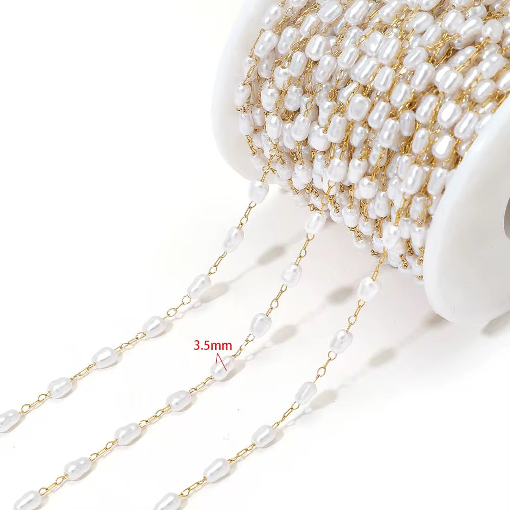 CN 321 Dainty Shell Pearl 18k gold PVD plated Stainless steel chain ( 1 feet ) Anti tarnish