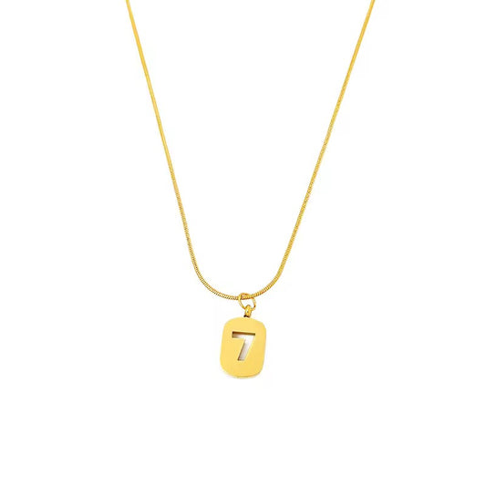 SJ 280 lucky Number 7 Necklace - 18k gold PVD plated stainless steel - Anti tarnish