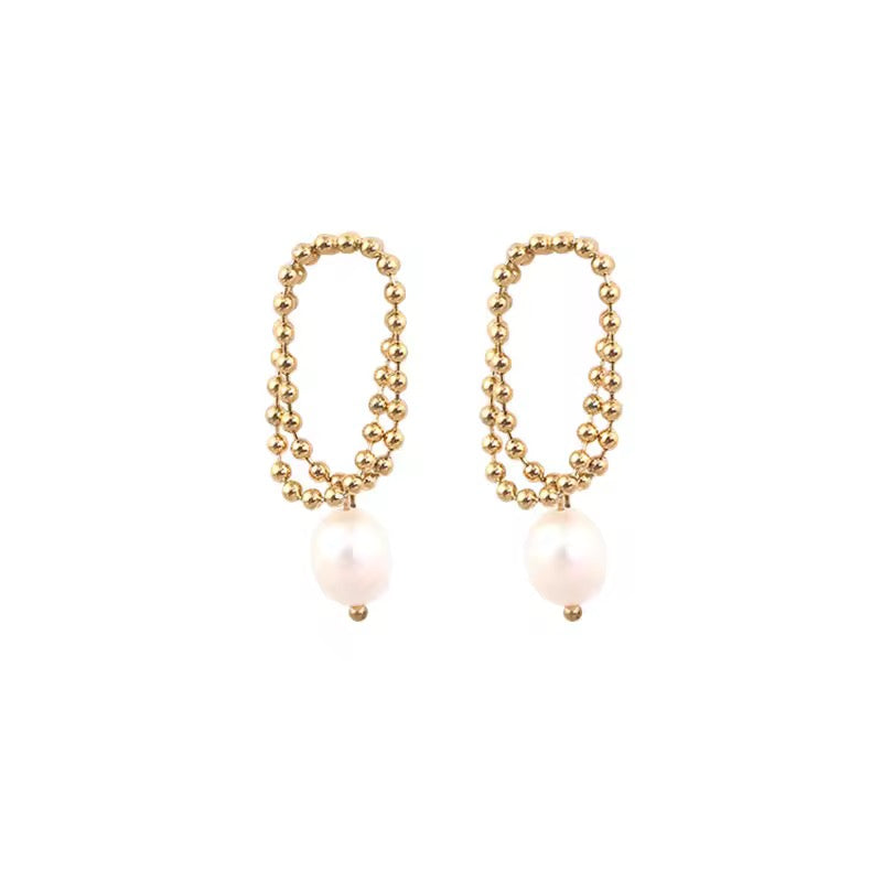 SS 292 Beaded pearl Earrings - 18k gold PVD plated stainless steel - Anti tarnish - Wholesale