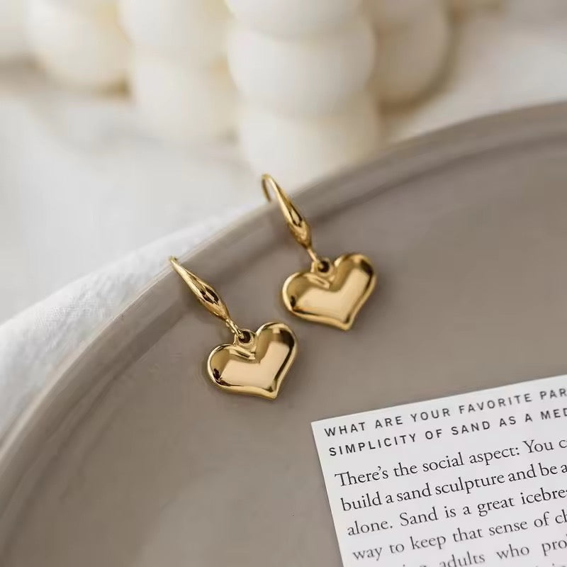 SS 293 Heart Drop Hook Earrings - 18k gold PVD plated stainless steel - Anti tarnish - Wholesale