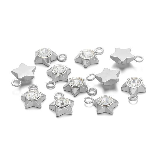SS 1739 - Zircon star Stainless steel charm ( 1 pc ) Anti tarnish