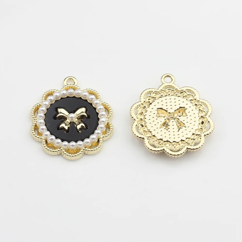 GP 1754 Black bow gold plated charm ( 1 pc ) Anti tarnish