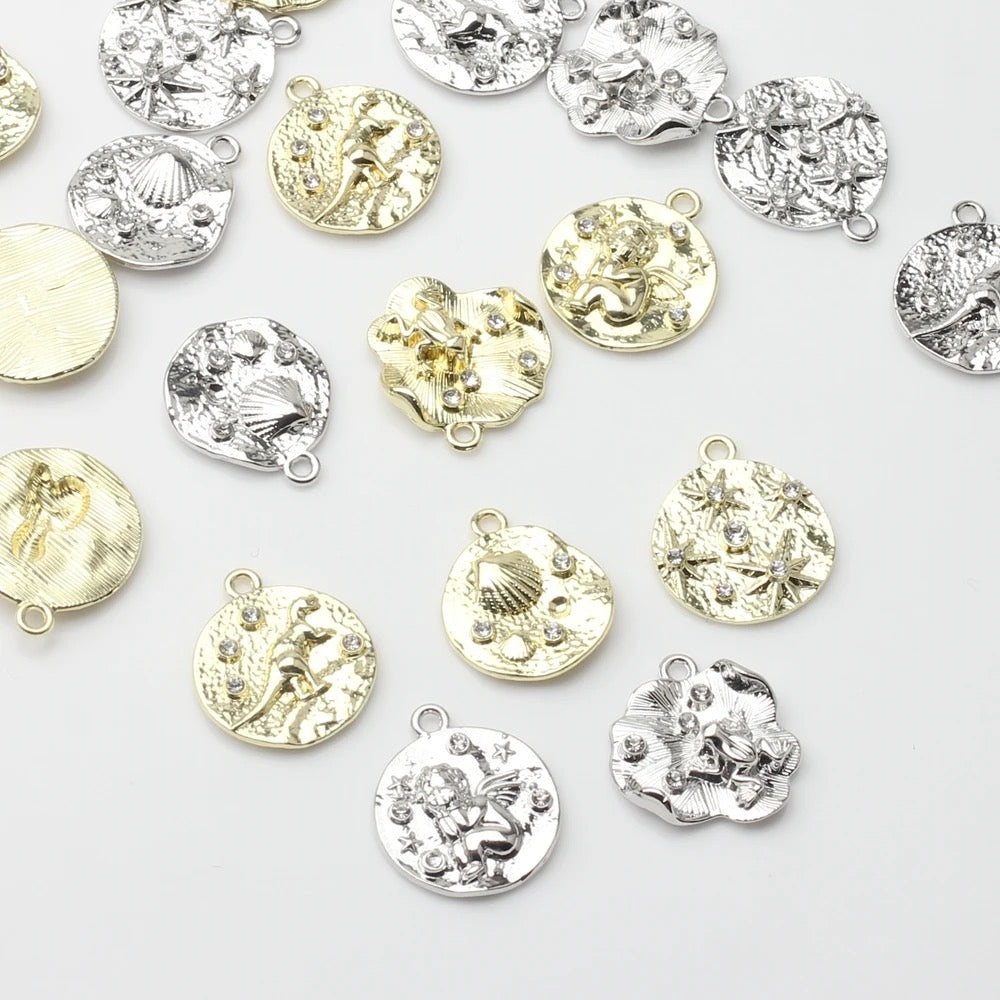 GP 1755 Twinkle embosed gold plated charm ( 1 pc ) Anti tarnish