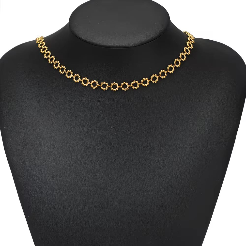 CN 409 Flower Link Chain 18k gold PVD 316 Stainless steel ( 1 feet ) Anti tarnish