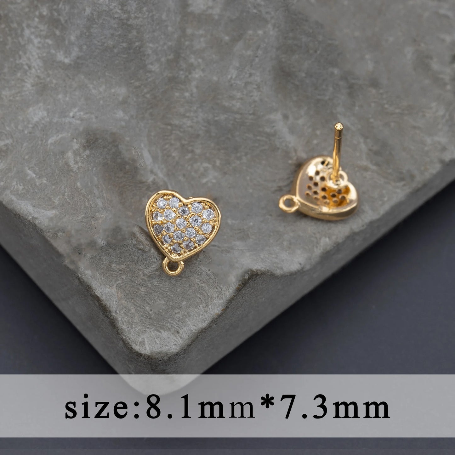 GP 1805 Heart Zircon 18k gold plated stud ( 2 pc ) - anti tarnish