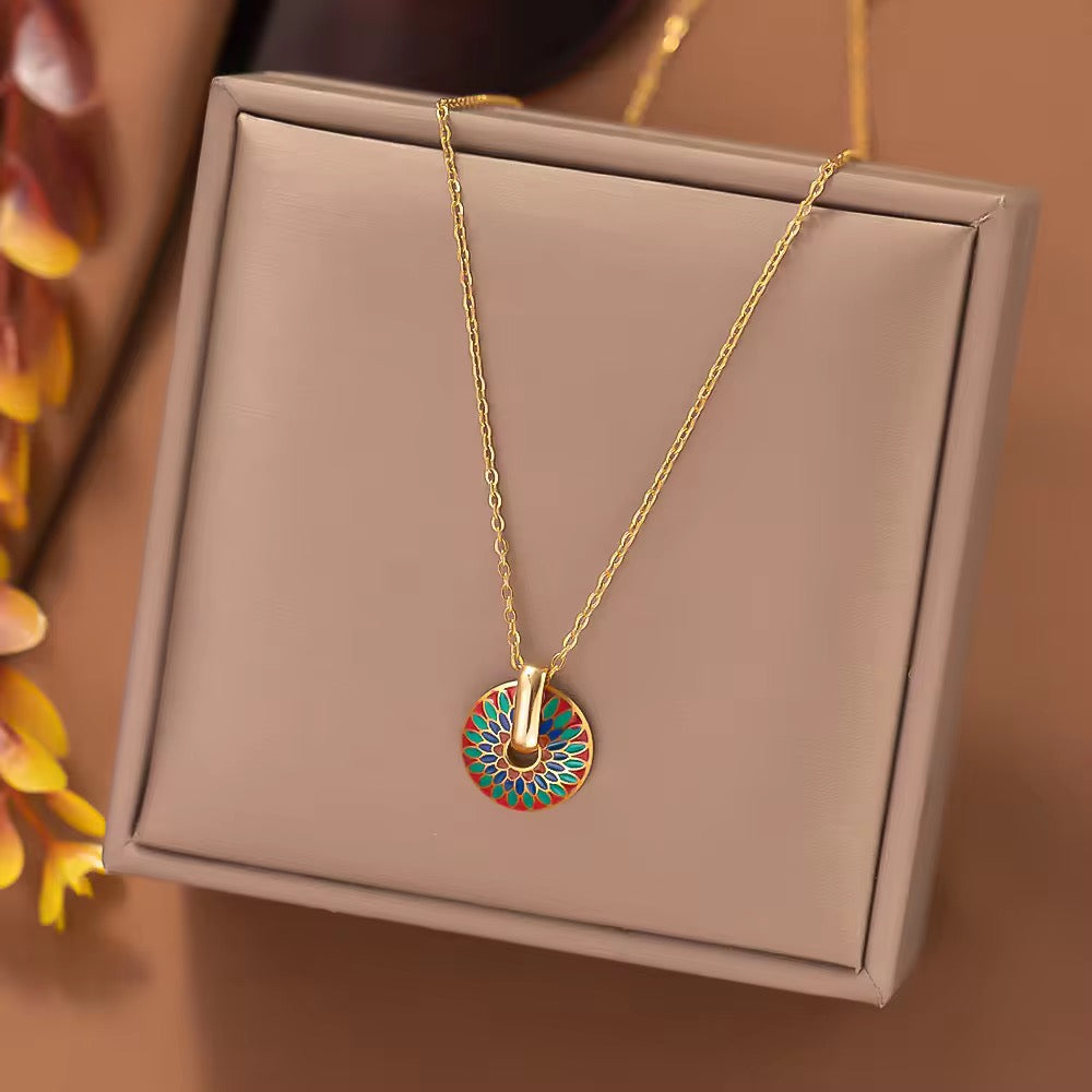 NSJ35C Boho European Necklace - 18k gold PVD plated