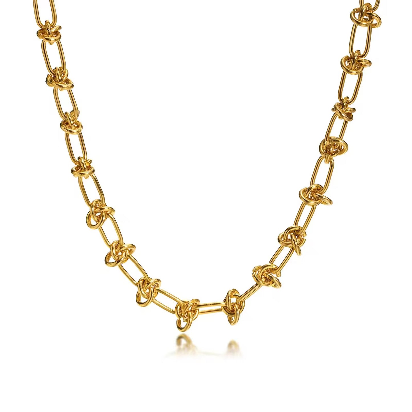 SJ 314 Knot chain Chunky unisex Necklace - 18k gold PVD plated stainless steel - Anti tarnish