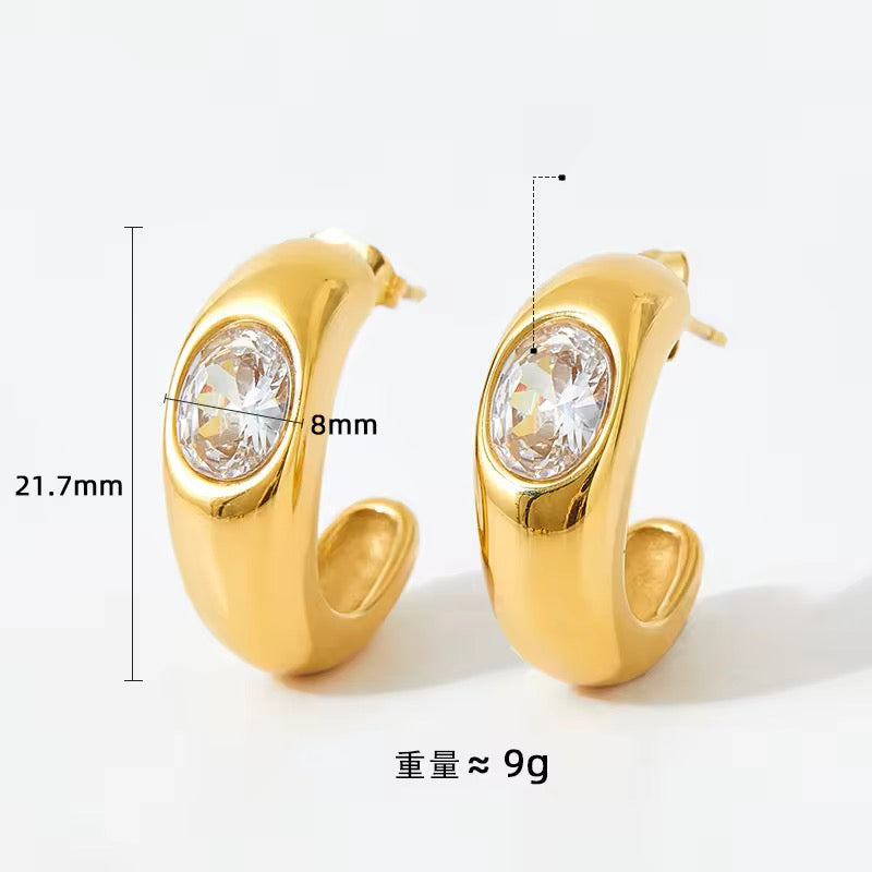 SJ 317 Modern Zircon stud - 18k gold PVD plated stainless steel - Anti tarnish - Wholesale