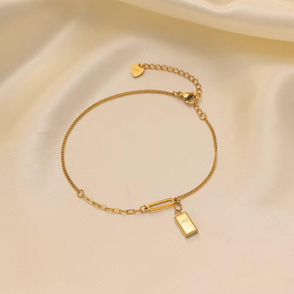 SJ 321 Gold bar dainty Anklet - 18k gold PVD plated stainless steel - Anti tarnish - Wholesale