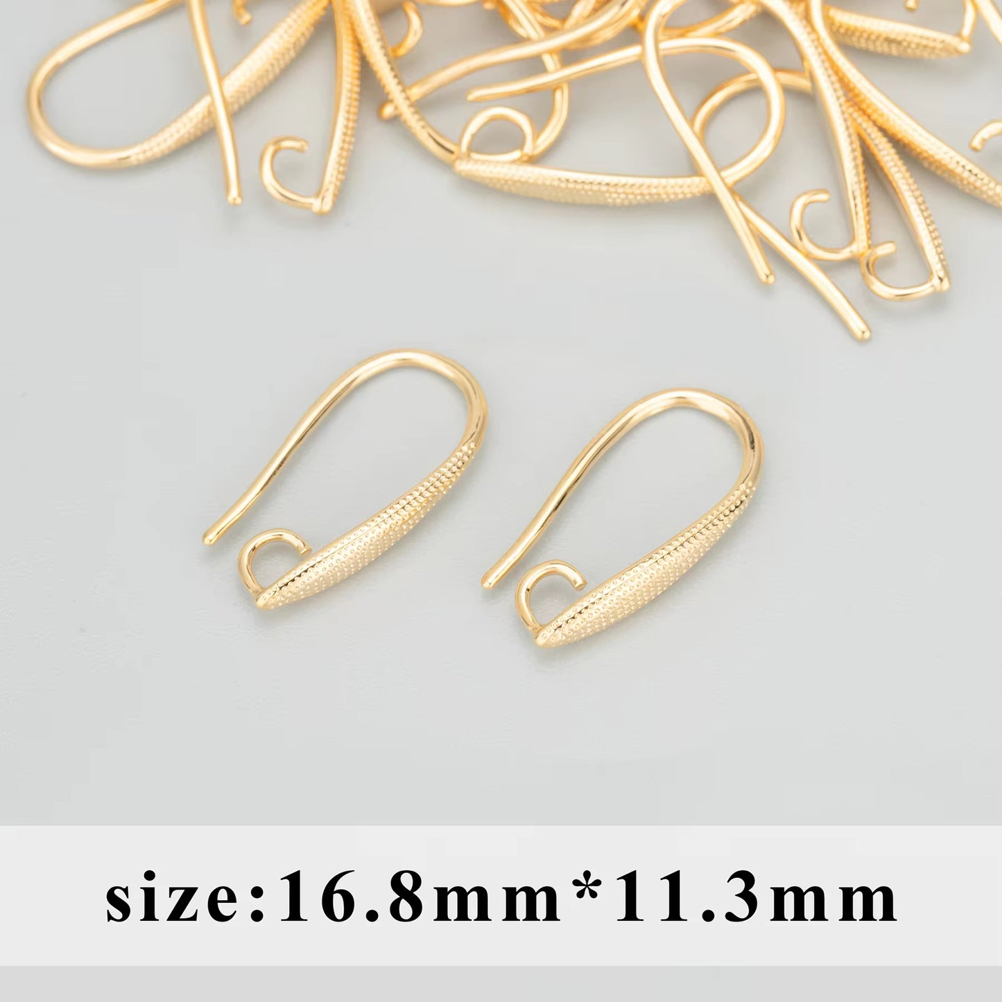 SS 1349 Textured hook 14k gold plated ( 2 pc ) Anti tarnish