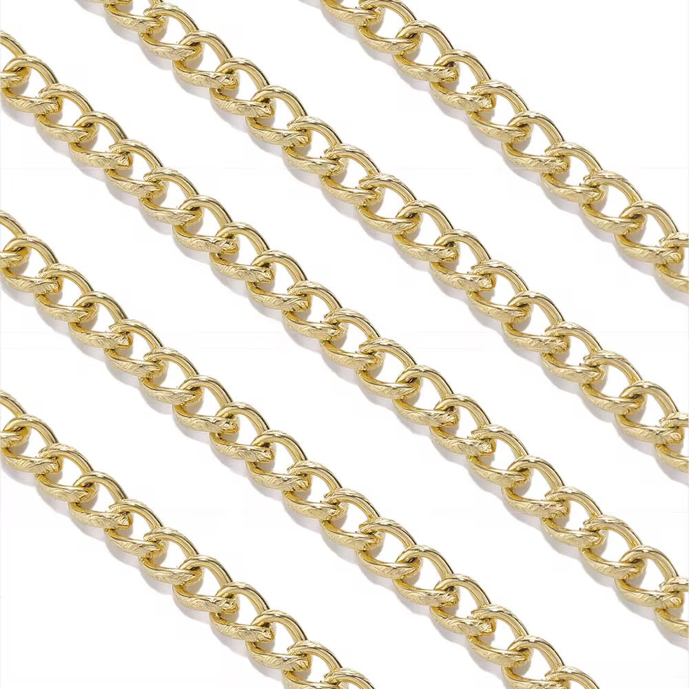 CN 329 Chunky Textured Wide Chain Silver PVD plated 316 Stainless steel ( 1 feet ) Anti tarnish