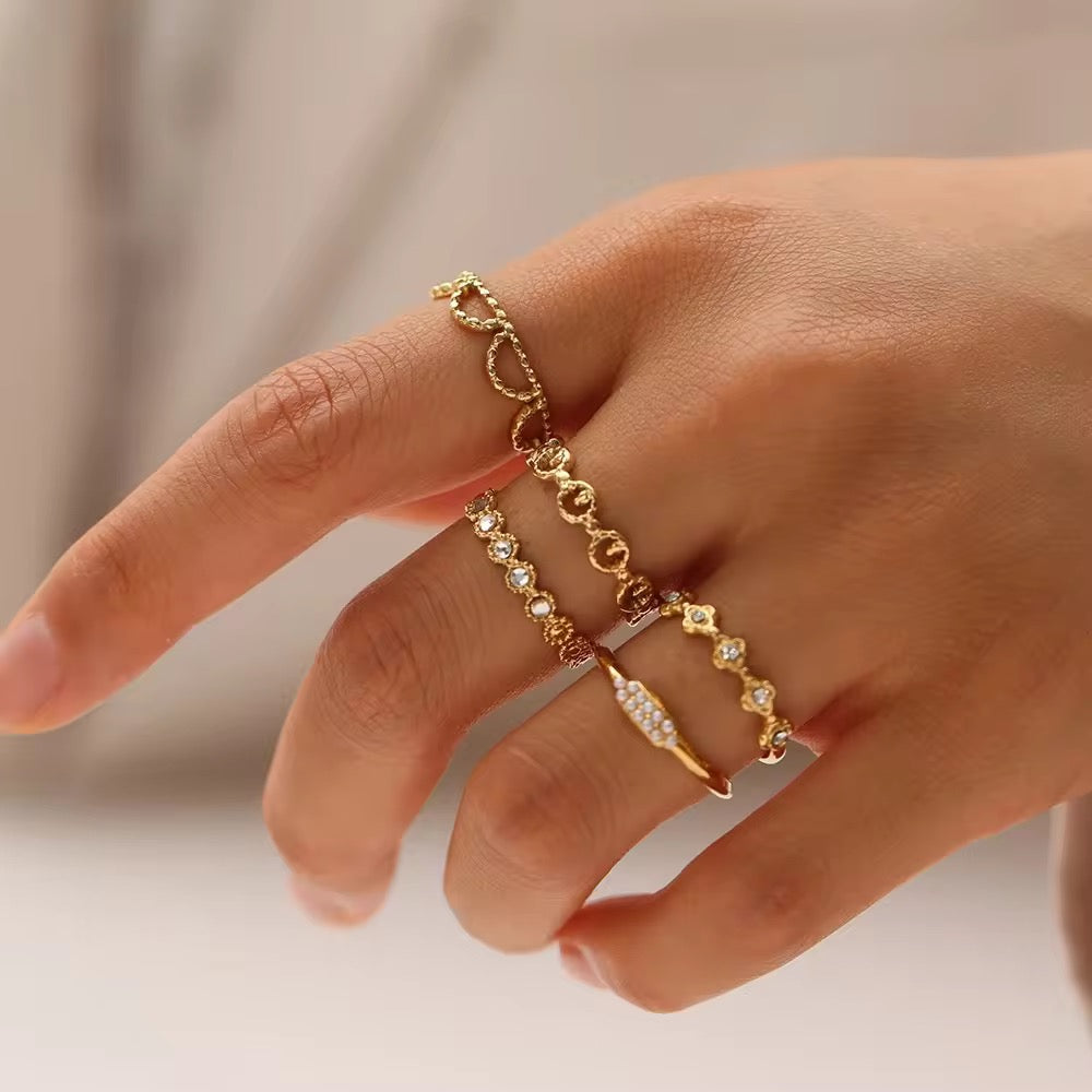 SJ 331 Pearl Dainty Ring Adjustable - 18k gold PVD plated stainless steel - Anti tarnish - Wholesale