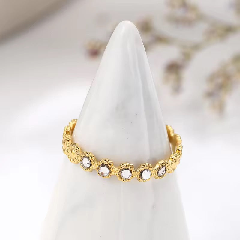 SJ 332 Zircon Dainty Ring Adjustable - 18k gold PVD plated stainless steel - Anti tarnish - Wholesale